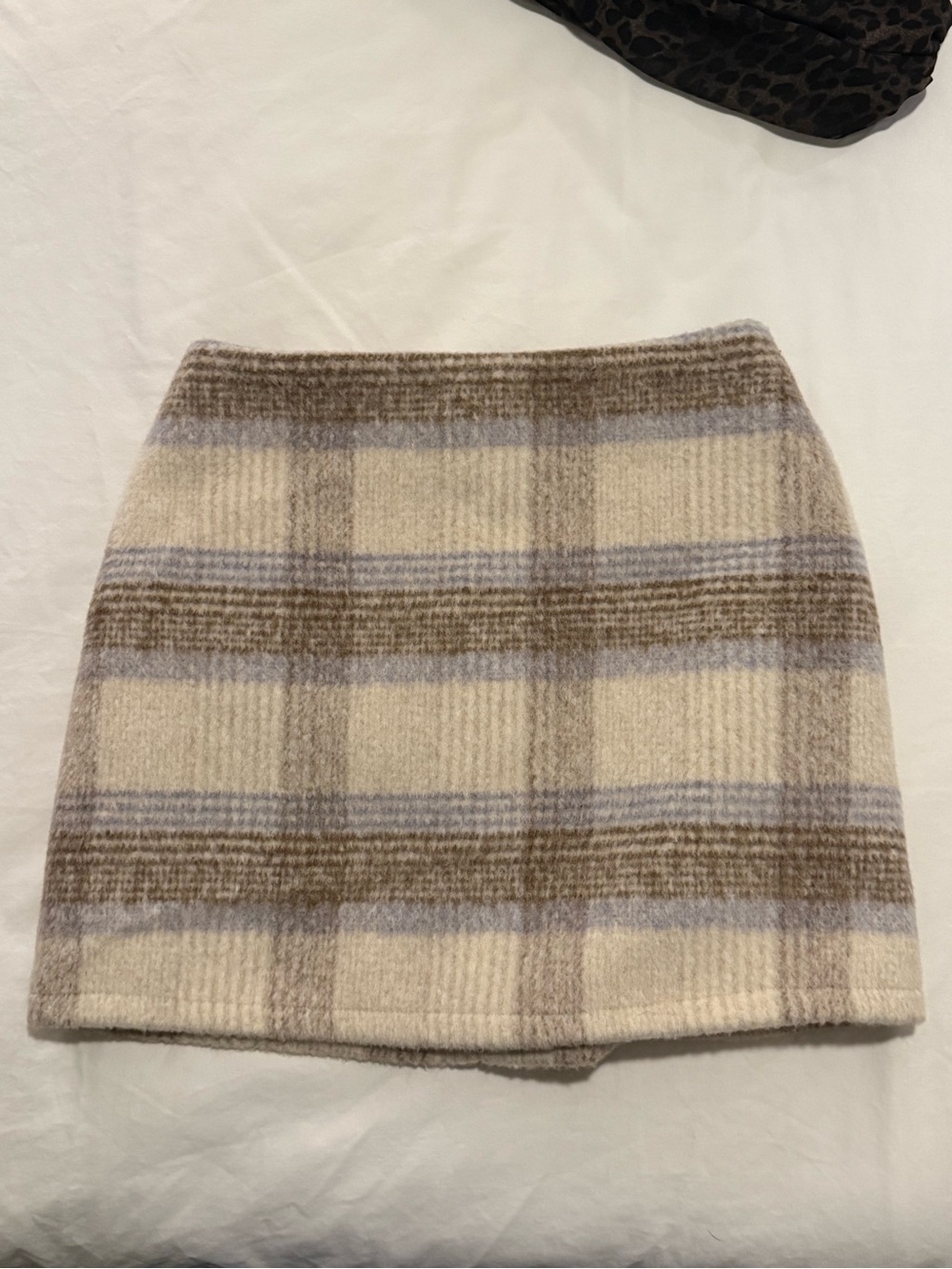 Lulu's Cream and Brown Plaid Mini Skirt